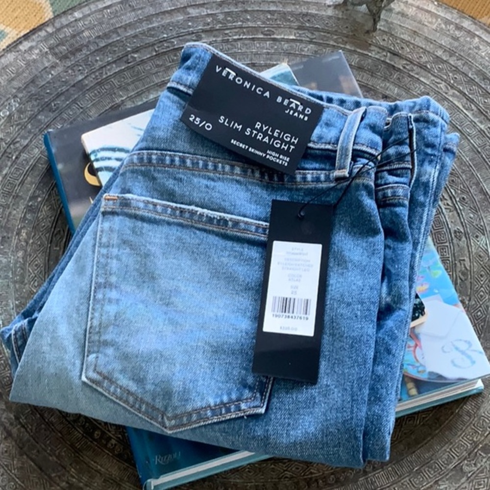 NWT Veronica Beard Ryleigh Comfort Stretch Slim-Straight High-Rise Denim Jean